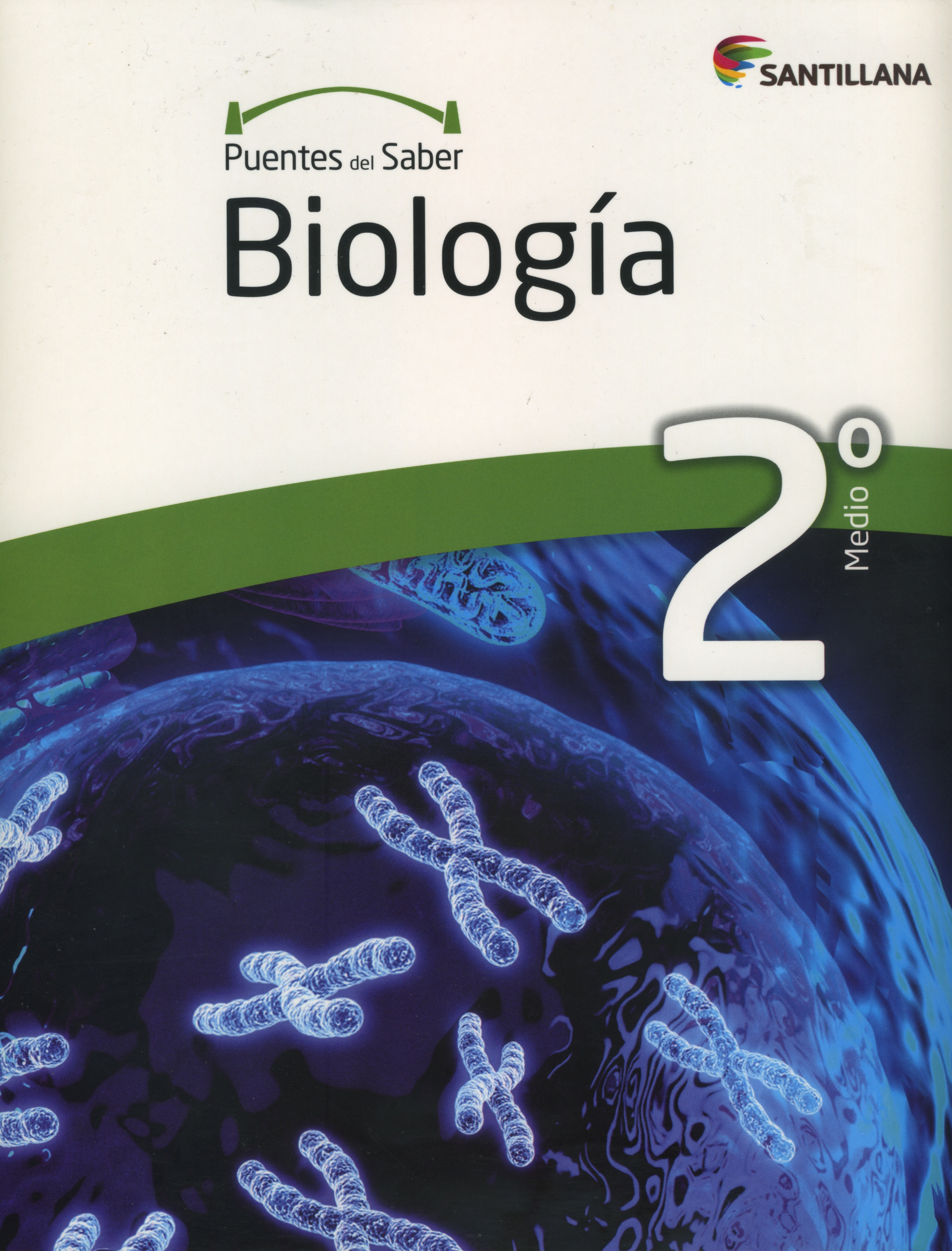 Portada del libro Biologia 2º Medio, serie Puentes del saber, Editorial Santillana